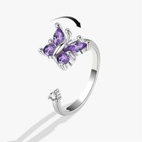 Butterfly Sunflower Fidget Spinner Ring Anxiety for Women Crystal Flower Anxiety Finger Rings Anti Stress Wedding Jewerly resizable white