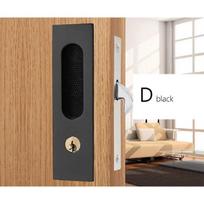 KAK Mute Mortice Sliding Door Lock Hidde Handle Interior Door Pull Lock Modern Anti-theft Room Wood Door Lock Furniture Hardware D