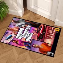 Grand Theft Auto Area Rug Design for Entryway Game Room Bedrooms Hallway Antislip Carpet Anime Office Decor Gift for Festivals 40cmx60cm