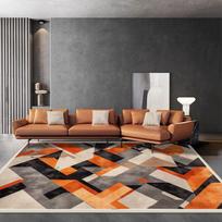Šiaurietiško stiliaus oranžinis kilimas svetainei, lengvo prabangos geometrinio dizaino, minkštas, lengvai valomas kilimas miegamajam, didelio ploto grindų kilimėlis namams 80*120cm gray