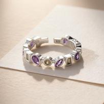 925 Silver Open Pearl Smile Stackable Finger Ring Simple Cute Adjustable For Female Jewelry resizable gray