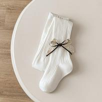 Girls Floral Lace Bow Leggings Spring Children'S Combed Cotton Striped Pantyhose Baby Socks xxl recommended height 120-135cm pieno baltumo spalva