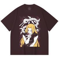 230 Gsm 100% Cotton Jujutsu Kaisen V58 Yuki Print Unisex Heavy Cotton T Shirt M vyno raudonos spalvos