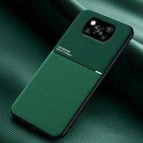 Prabangus magnetinis odinis dėklas, skirtas POCO X3 Pro NFC X3Pro X3NFC POCOX3 X 3 telefonui, įmontuotame metalinėje plokštėje, viso dangčio palaikymui automobilio laikikliui For POCO X3 NFC žalia