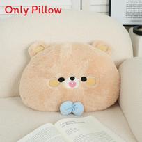 Cute Panda Round Plush Cushion With Faux Fur Cover For Bedhead Lounge And Back Support Color 2 beige