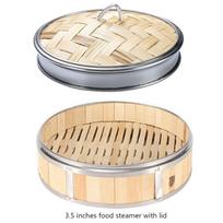 Bamboo Lid Kitchen Gadget Steam Basket Bamboo Steamer Food Steamer Steam Cooker Steamer Basket 4-steamer with lid gray