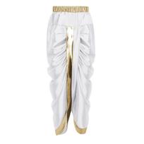 Berniukiškos tradicinės indų dhoti kelnės su metaline apdaila, elastine juosta, satininės, festivalio, vakarėlio kostiumo kelnės 15-16 Years balta