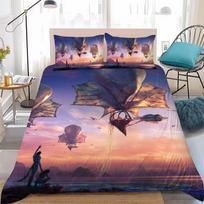 Hot Film A-Avatar Fire and Ash Duvet Cover Set Home Style Bedding Soft Laundry Cotton Bed 3 Piece Set Student Dormitory Gift 135x200cm blue