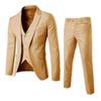 Turndown Collar Blazer Pants Attractive Male Slimming Pure Color Slim Fit Formal Suit M white