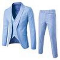 Turndown Collar Blazer Pants Attractive Male Slimming Pure Color Slim Fit Formal Suit M white