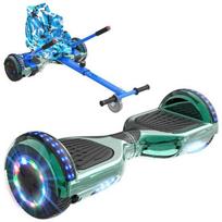 RCB Hoverboard + Kart 2-in-1 6.5 inches Bluetooth and LED – Adjustable Karting – green/blue – ideal gift children