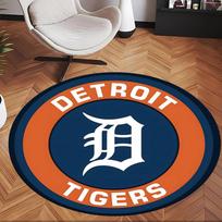 Detroit Tigers (5) Round Office Rug Decorative Floor Rug for Office Bedroom Living Room and Home Space 80cmx80cm orange