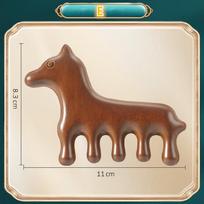 Animal Shape Sandalwood Hair Comb Scalp Relax Acupoint Massager Portable Wooden Handle Five Teeth Comb Anti-Static Styling Tool E brown