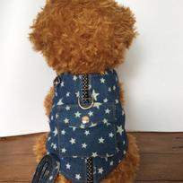 Adjustable Dog Harness With Chest Strap Leash Small Breeds Like Poodle Shih Tzu Chihuahua Denim Style Vest Medium