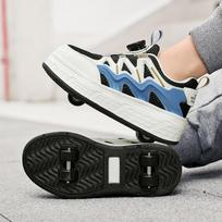 Vaikiški transformuojami riedučiai 4 ratų riedučiai Skraidantys riedučiai Sportiniai ratuoti batai Dvigubo naudojimo lenktyniniai sportbačiai 35 gray