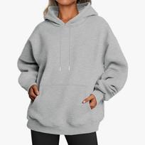 Solid Minimalist Women's Hoodie, Long Sleeve with Pocket Casual Daily Wear Women Hoodies Autumn XS gray