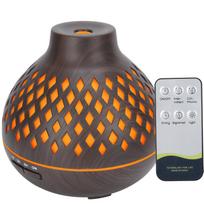Medžio imitacijos namų oro drėkintuvas, ultragarsinis aromaterapinis difuzorius su LED šviesa, 400 ml EU Plug orange