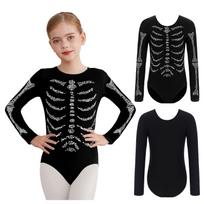Helovino skeletas kostiumas vaikams Blizgūs kalnų krištolai Ilgomis rankovėmis Apvalia kaklo iškirpte Su spaudėmis tarp kojų Kombinezonas Cosplay, Karnavalui, Šventei 7-8 Years balta