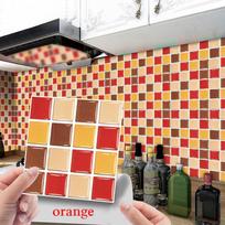 10/30/100 vnt Virtuvės PVC plytelių lipdukai Vonios mozaikos lipdukai Lipnus sienų lipdukas 30PCS oranžinė