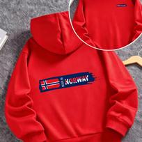 Graffiti hoodie, decorated withthe NorwegianflagandEnglishlabelswithasmall tago thechestAutumn/Winter children'sChristmashoodie. 130 red