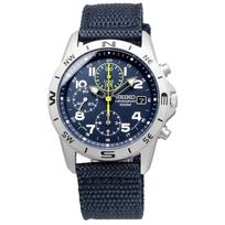 SEIKO Men's Chronograph Nylon Strap Watch SND379R Navy 100m Waterproof gray