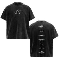 Akatsuki Clan Vintage Washed Tee – Naruto Anime Oversized Heavyweight Cotton T-S S black