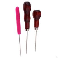 3 Pieces//Plastic Handle Leather Craft Stitching Awl Sewing Tools pink