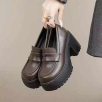 Platform British leather shoes New autumn Spice Girl platform uniform single shoes thick and high 38【foot length 24.0cm】 ruda