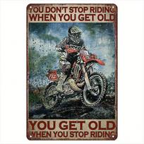 Vintage Motocross Metal Sign  Inspirational Quote Durable Iron Garage Decor Man Cave Gift for Riders 1pc 30X40CM gray