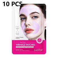 SADOER Collagen Peptide Facial Wrinkle Patches: Anti-Aging Forehead & Smile Line Masks with Retinol & Hyaluronic Acid 10pcs white