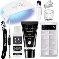Poly Nail Gel Extension Kit With Slip Solution Uv Nail Lamp for Builder Gel UV Nail Art Kit Nail Extension Set {SSD KIT} (CLEAR, 8 IN 1) gray
