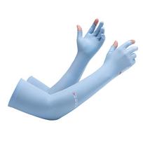 Sun Protection Half Finger Ice Sleeves Two Fingers with Exposed Anti-UV Arm Sleeves  Cycling Style 7 gray
