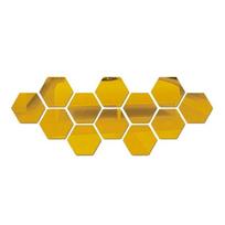 Hexagon Acrylic Mirror Wall Stickers Decorative Tiles Self Adhesive Aesthetic Room Home Korean Decor Shower Makeup Panel S 80x70x40mm brown