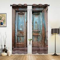 Medinės durys Retro užuolaidos miegamajam svetainei užuolaidos virtuvei vaikų kambariui lango užuolaida modernus namų dekoras 135W x 60H(cm) x1 gray