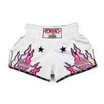 Men Women MMA Shorts Muay Thai Boxing Kickboxing Combat Training Gym Workout Stretchable Spandex Compression Kids 3XL Suggested Height 140cm white