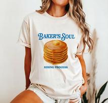 Bakers Soul Pancake Shirt and kids tshirt ,Retro Foodie Tee ,Funny Breakfast Graphic , Rising Process Quote 120 beige