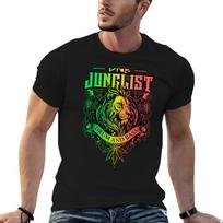 Junglist  Dnb 420 Lion Redgoldgreen Tshirt Athletic Fit Sports Short Sleeve Top S black