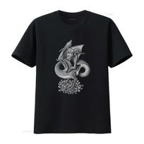 m c escher 1952 woodcut dragon black and white reproduction T Shirt vintage Washed designer clo XS gray