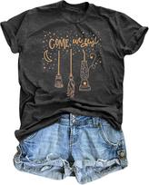 BANGELY Hocus Pocus Halloween Shirts Women Come We Fly Witch Fall Shirt 140 gray