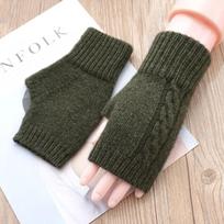 Women's 80% Wool Half-Finger Gloves: Hand-Stitched, Smooth Seams, Warm Cold-Weather Writing Gloves white