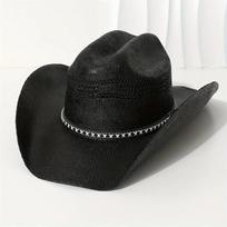 Stiff five-point papyrus knight hat, western Panama cowboy hat, spring and summer men's sun M（56-58cm） juoda