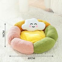 Flower Shape Pet Bed Soft Plush Round Kennel Neck Protection All‑Season Sleeping Cushion for Small Cat Dog Pets Pet nest beige