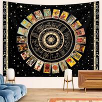1pc Tarot Card Tapestry, Twelve Constellations Tapestry, Sun Moon Starry Sky Tapestry, Altar Witchcraft Divination Set Tapestry 100X70CM brown