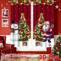 2pcs, Tree Xmas Curtains, Rod Pocket Mount, Digital Printed Curtains, Suitable for Living Room Kitchen Bedroom Study Home Decor 60X150cm