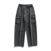Spring and Autumn Men's Loose Pocket Jeans S juoda