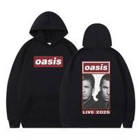 British Rock Band OASIS Live 25 Tour Hoodie Men Woman Oversized Hip Hop Sweatshirts Winter Thick Casual Oversized Tracksuit Tops S brown