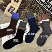 Vintage Contrasting Boneless Striped Mid-Tube Stacking Socks Season Dongdaemun Fashion Internet Celebrity Explosion Stockings One size