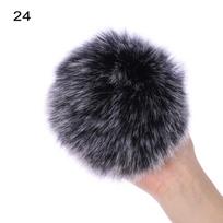 15cm Big Beanies Cap Women Fur Pompom Knitted Hat Imitation Skullie 24 black