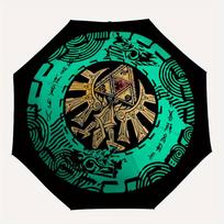 Triforce simbolis Legend of Zelda Automatiškai susiskleidžiantis skėtis su tvirtu geležiniu rėmu, Nešiojamas kompaktiškas kelioninis skėtis Visų sezonų naudojimui Šventės 0807051 blue