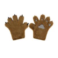 Cosplay Animal Paws Plush Gloves Lovely Cats Paws Gloves Halloween Party Handwear brown